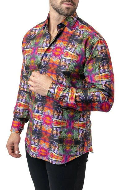 Maceoo Fibonacci Benjamin 68 Cotton Button-up Shirt In Orange
