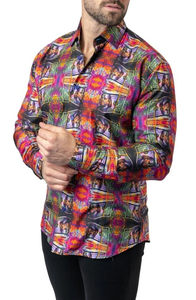 Maceoo Fibonacci Benjamin 68 Cotton Button-up Shirt In Orange