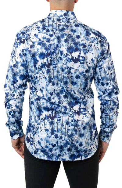 Shop Maceoo Fibonacci Atlantis Blue Egyptian Cotton Button-up Shirt