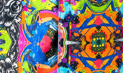Maceoo Fibonacci Adid Dog Contemporary Fit Button-up Shirt In Black/ Blue/ Pink Multi