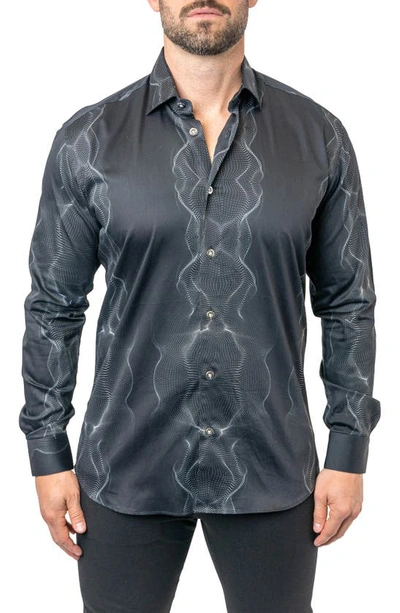 Shop Maceoo Fibonacci Frequency Egyptian Cotton Button-up Shirt In Black