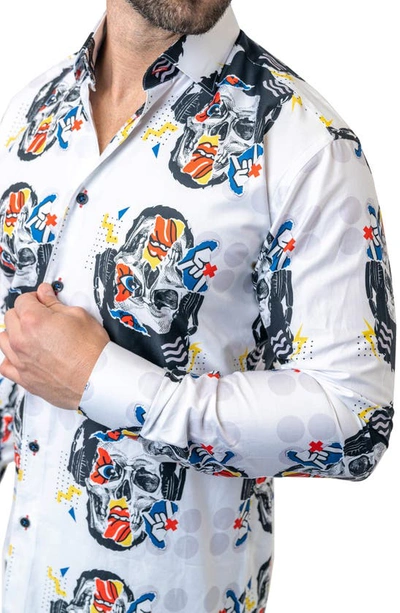 Maceoo Fibonacci Stretchskullpuppet Performance Button-up Shirt In White