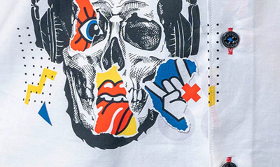 Maceoo Fibonacci Stretchskullpuppet Performance Button-up Shirt In White