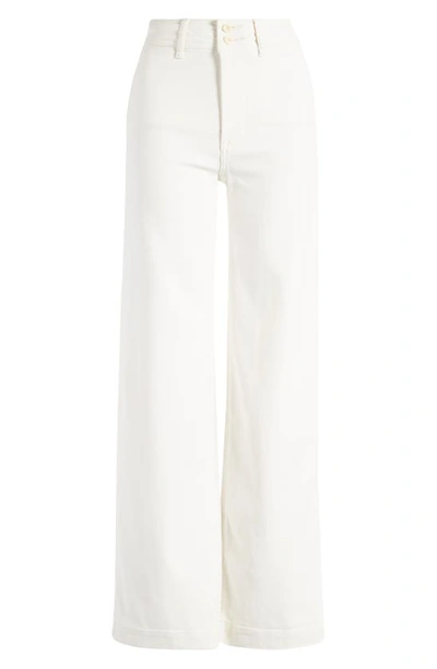Shop Faherty Harbor Stretch Terry Wide Leg Pants In Egret