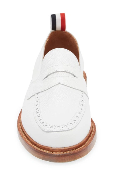 Shop Thom Browne Brogued Leather Loafer In White