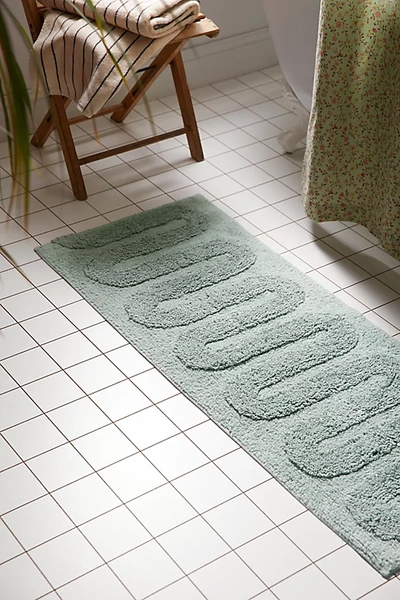 Shop Urban Outfitters Looped Squiggle Runner Bath Mat In Blue At