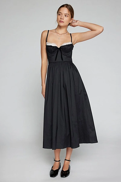 Shop For Love & Lemons Doris Lace-trim Midi Dress In Black, Women's At Urban Outfitters