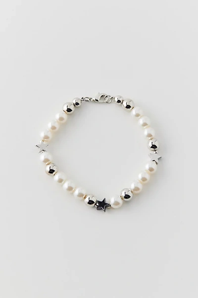 Shop Urban Outfitters Star & Pearl Bracelet In Pearl, Men's At