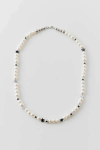 Shop Urban Outfitters Star & Pearl Necklace In Pearl, Men's At