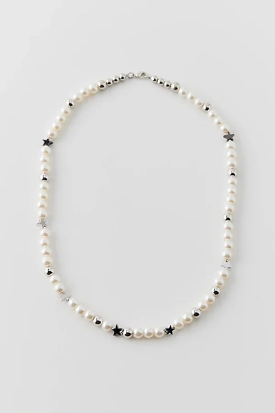 Urban Outfitters Star & Pearl Necklace In Pearl, Men's At  In Pearl