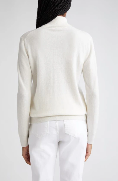 Shop Lafayette 148 148 New York Metallic Trim Cashmere Turtleneck Sweater In Cloud