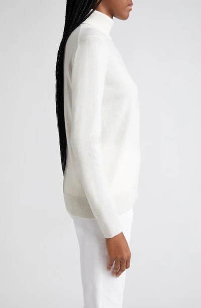 Lafayette 148 Metallic Trim Cashmere Turtleneck Sweater In Cloud