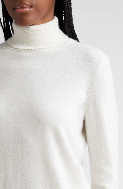 Shop Lafayette 148 148 New York Metallic Trim Cashmere Turtleneck Sweater In Cloud