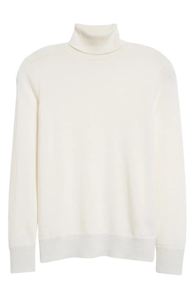 Shop Lafayette 148 148 New York Metallic Trim Cashmere Turtleneck Sweater In Cloud