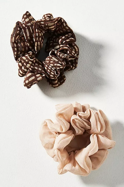 Shop By Anthropologie Dotted Animal Scrunchie In Brown