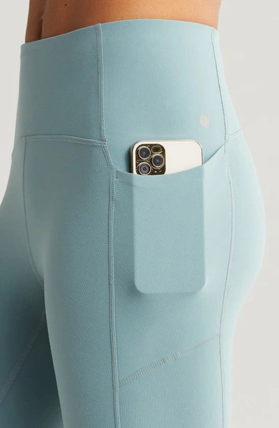 Shop Zella Studio Luxe High Waist Pocket 7/8 Leggings In Grey Thunder