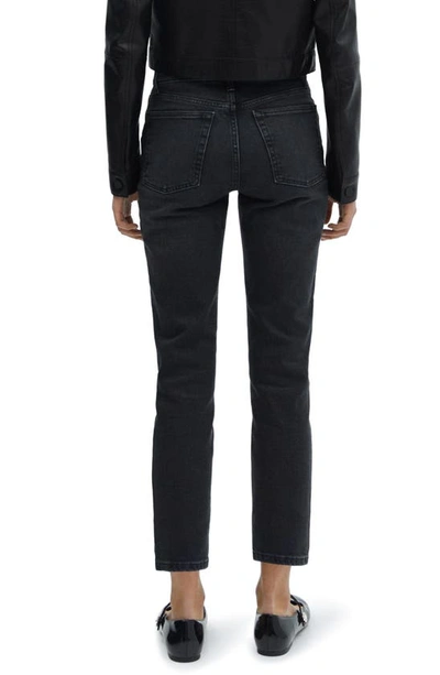 Mango Slim Fit Crop Jeans In Black Denim