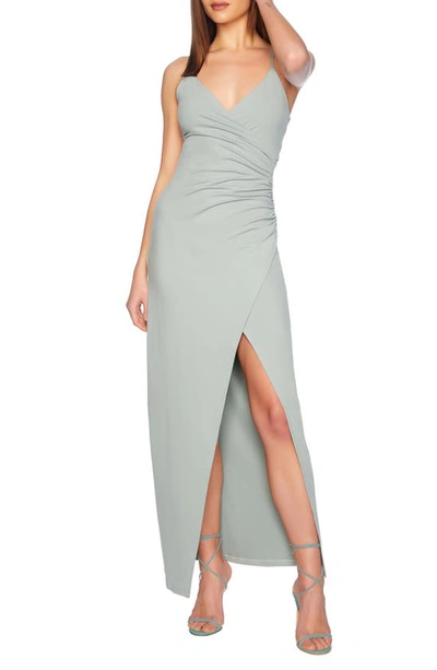 Shop Susana Monaco Wrap Front Side Slit Maxi Dress In Celadon