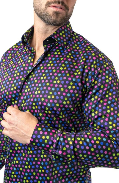 Maceoo Fibonacci Skittles Contemporary Fit Button-up Shirt In Black