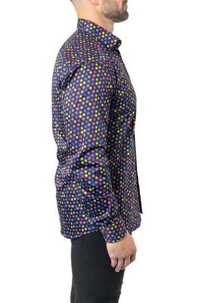 Shop Maceoo Fibonacci Skittles Contemporary Fit Button-up Shirt In Black