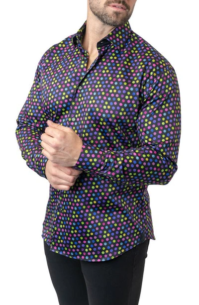 Maceoo Fibonacci Skittles Contemporary Fit Button-up Shirt In Black
