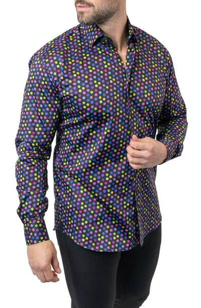 Maceoo Fibonacci Skittles Contemporary Fit Button-up Shirt In Black