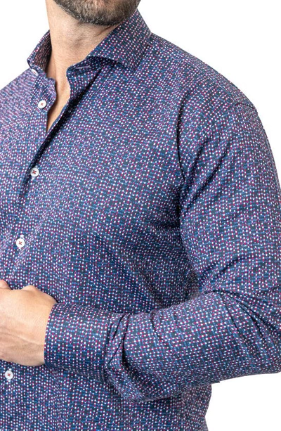 Maceoo Einstein Stretchchain 60 Multi Contemporary Fit Button-up Shirt In Purple