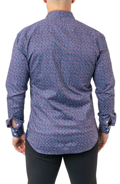 Maceoo Einstein Stretchchain 60 Multi Contemporary Fit Button-up Shirt In Purple