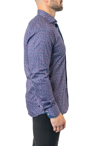 Maceoo Einstein Stretchchain 60 Multi Contemporary Fit Button-up Shirt In Purple