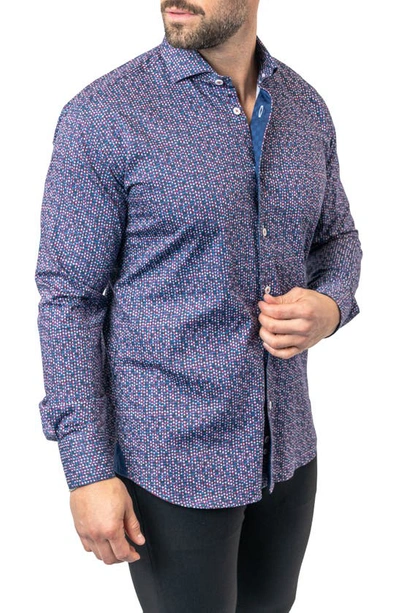 Maceoo Einstein Stretchchain 60 Multi Contemporary Fit Button-up Shirt In Purple