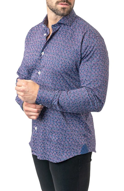 Maceoo Einstein Stretchchain 60 Multi Contemporary Fit Button-up Shirt In Purple