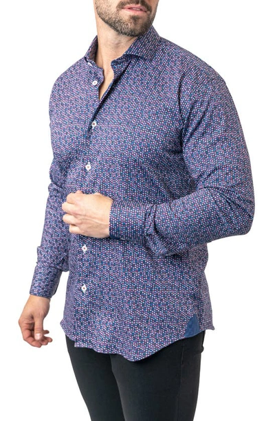 Maceoo Einstein Stretchchain 60 Multi Contemporary Fit Button-up Shirt In Purple