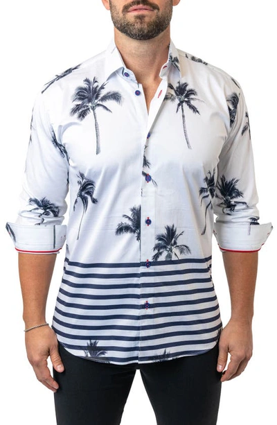 Shop Maceoo Fibonacci Nuitpalm White Contemporary Fit Button-up Shirt