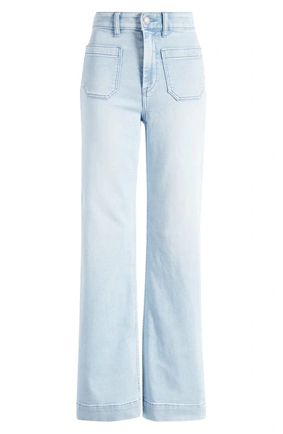 Shop Faherty Stretch Terry Wide Leg Pants In Clearlake Wash