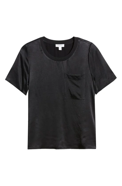 Nordstrom Rib Trim Woven T-shirt In Black