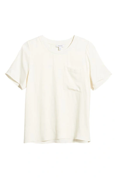 Nordstrom Rib Trim Woven T-shirt In Ivory Pristine