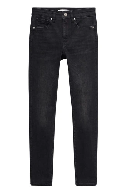 Shop Mango Skinny Push-up Jeans In Black Denim