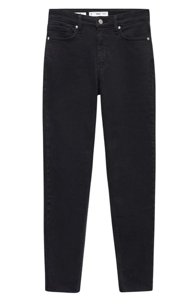 Shop Mango Crop Skinny Jeans In Black Denim