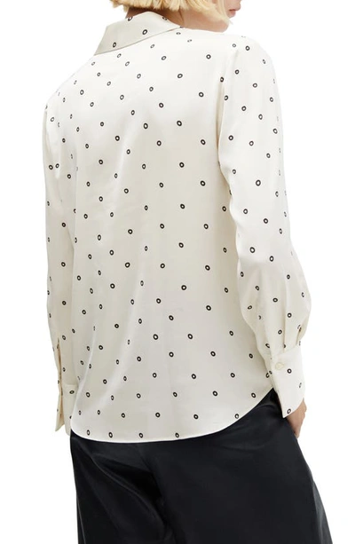 Shop Mango Dot Satin Button-up Shirt In Vanilla