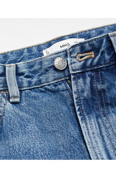 Shop Mango Mid Rise Straight Leg Jeans In Medium Blue