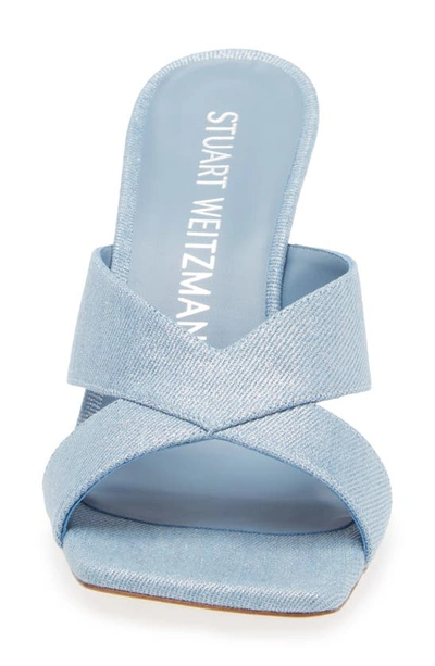 Shop Stuart Weitzman Carmen 75 Slide Sandal In Blue