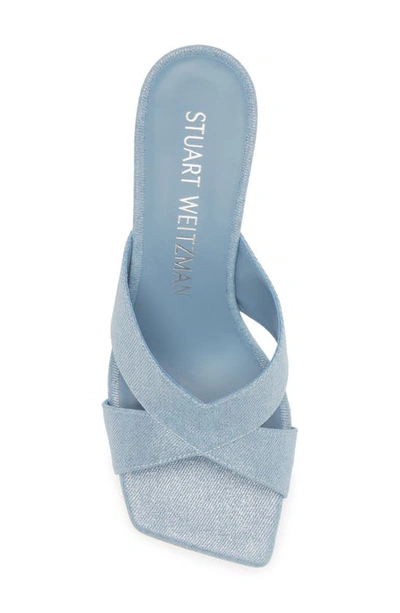 Shop Stuart Weitzman Carmen 75 Slide Sandal In Blue