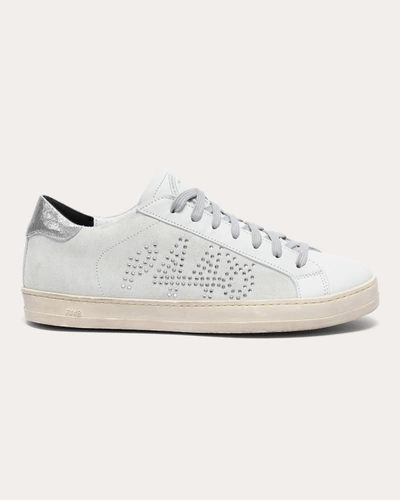 Shop P448 Women's John Studded Platform Sneaker In White/silver