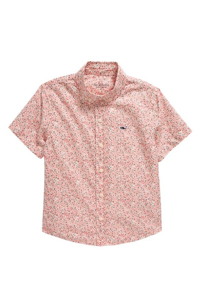 Shop Vineyard Vines Kids' Printed Button-down Shirt In Tiny Floral - Cayman