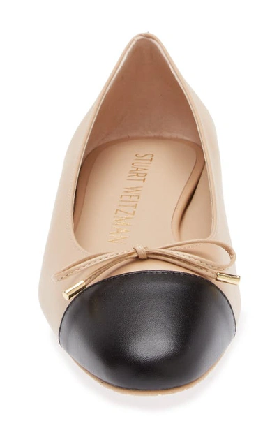 Shop Stuart Weitzman Sleek Bow Flat In Adobe/ Black