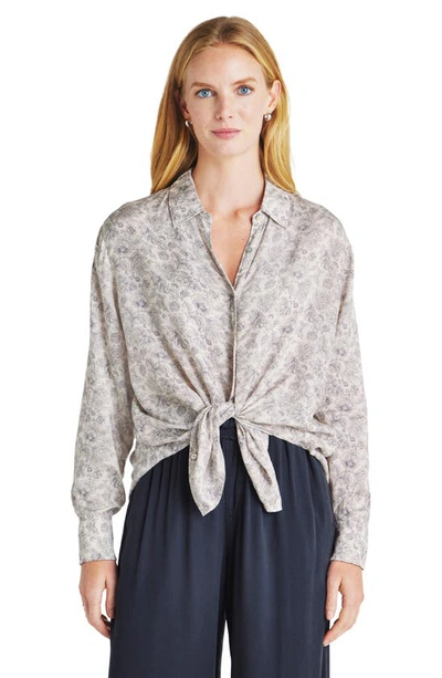 Splendid Mackenzie Paisley-print Button-front Shirt In Moonstone Flrl