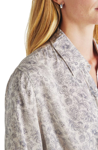 Splendid Mackenzie Paisley-print Button-front Shirt In Moonstone Flrl