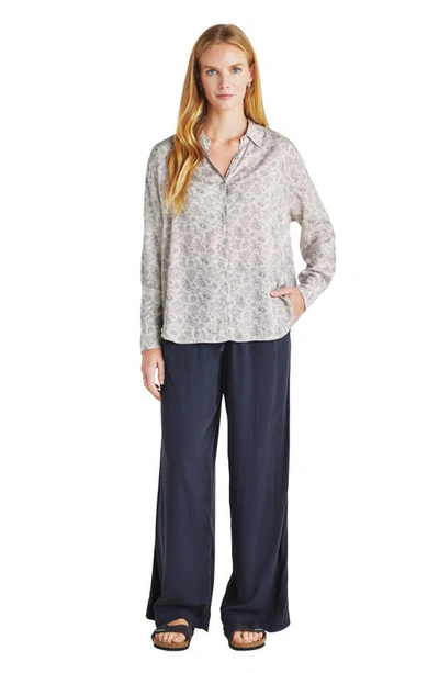Splendid Mackenzie Paisley-print Button-front Shirt In Moonstone Flrl