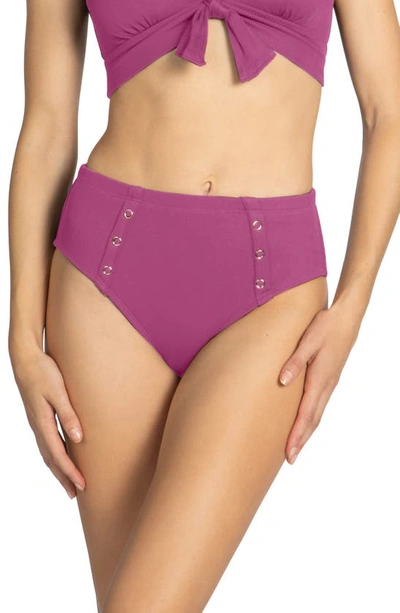 Shop Robin Piccone Amy High Waist Bikini Bottoms In Lotus