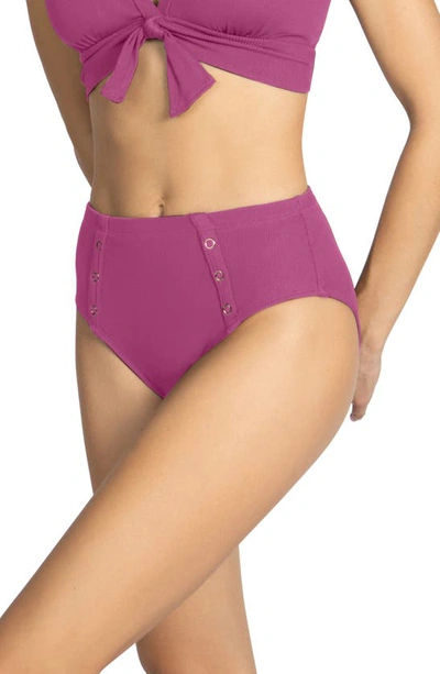 Shop Robin Piccone Amy High Waist Bikini Bottoms In Lotus